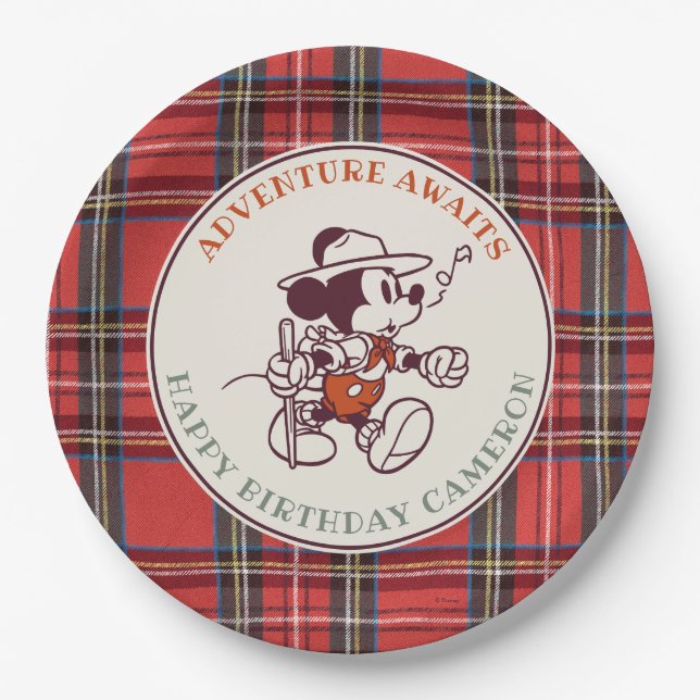 Assiettes En Carton Mickey Mouse | Camp Adventure Await Anniversaire (Devant)