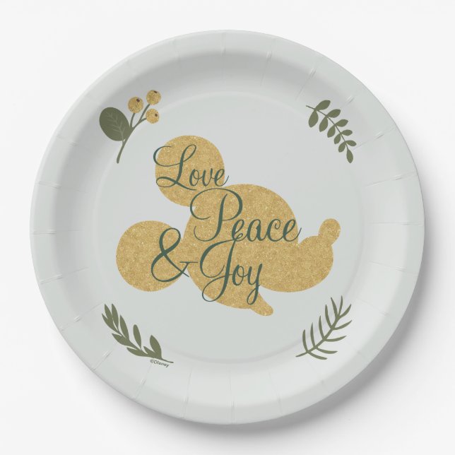 Assiettes En Carton Mickey Mouse | Christmas Love, Peace & Joy (Devant)