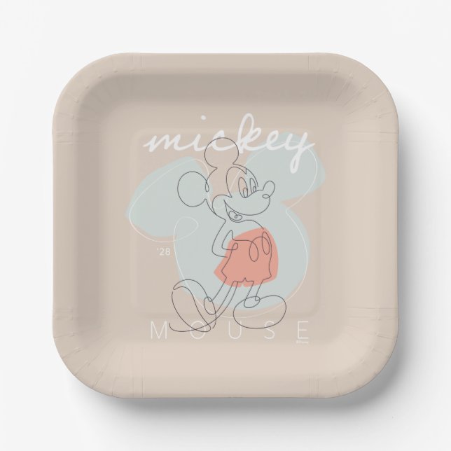 Assiettes En Carton Mickey Mouse Continuous Line Graphic (Recto)