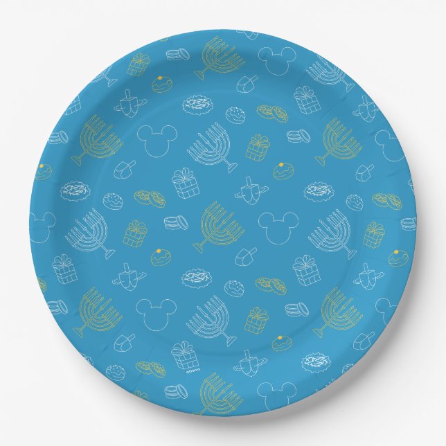 Assiettes En Carton Mickey Mouse | Hanoukka Icons Motif (Devant)