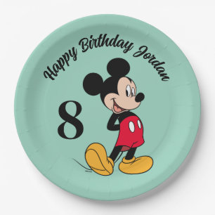 Assiettes En Carton Mickey Mouse Mains Derrière Le Dos