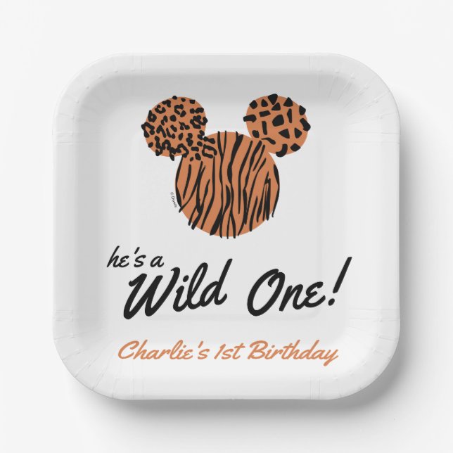 Assiettes En Carton Mickey Mouse | Wild One 1er anniversaire (Recto)