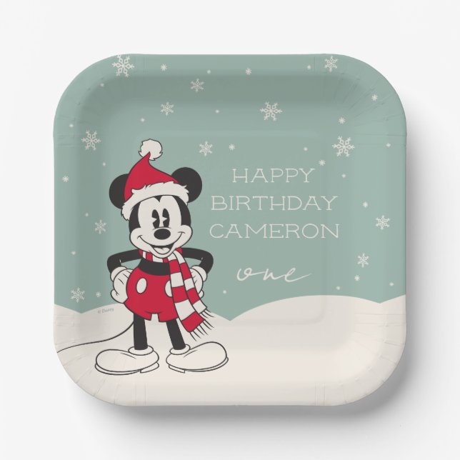 Assiettes En Carton Mickey Mouse Winter Onederland 1er anniversaire (Recto)