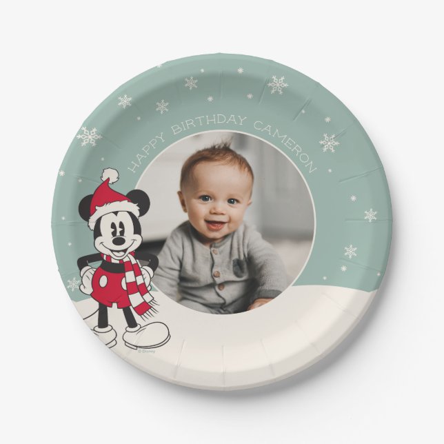 Assiettes En Carton Mickey Mouse Winter Onederland 1er anniversaire (Devant)