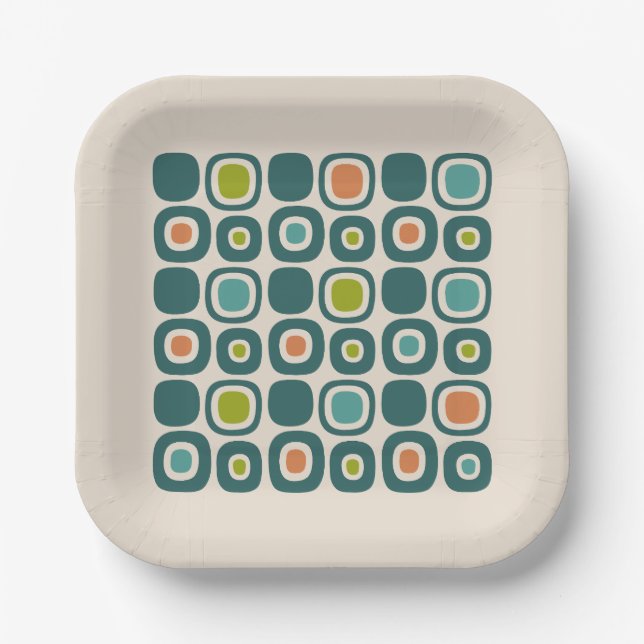 Assiettes En Carton Mid Century Modern Garden Path Pattern (Recto)