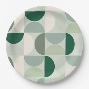 Assiettes En Carton Mid Century Moderne Abstrait Motif Sage Green