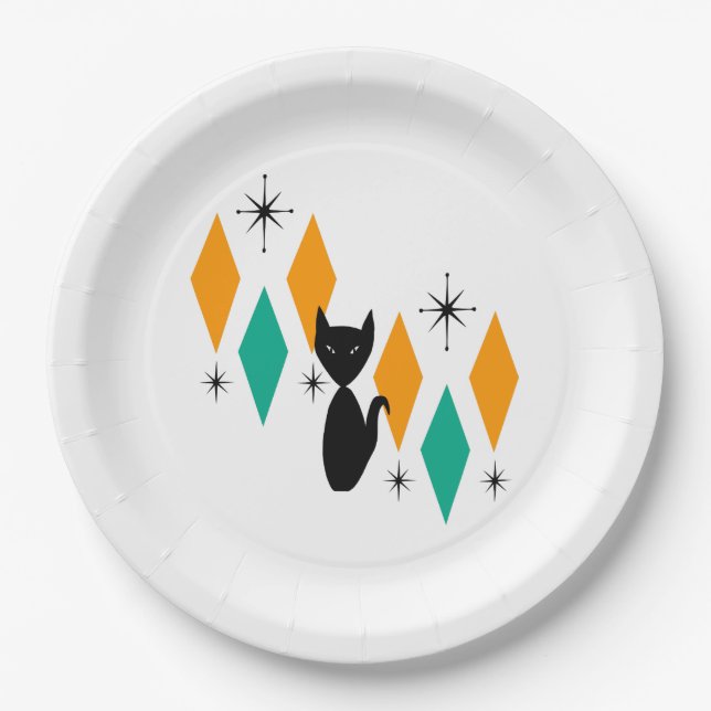 Assiettes En Carton Mid Century Moderne Starburburbs Atomique Diamonds (Devant)