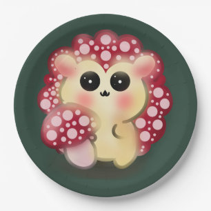 Assiettes En Carton Mignon art de hérisson champignon rouge Kawaii