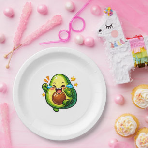Assiettes En Carton Mignon Avocat Kawaii Rire Pleurs de Joie S