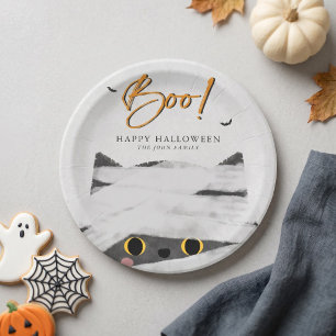 Assiettes En Carton Mignon chat momie Boo Halloween