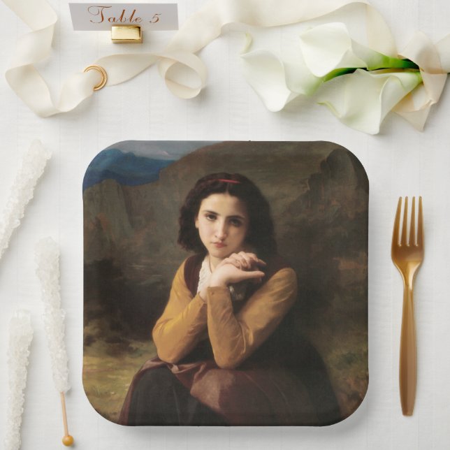 Assiettes En Carton Mignon Innocence d'une adolescente, Bouguereau (Mariage)