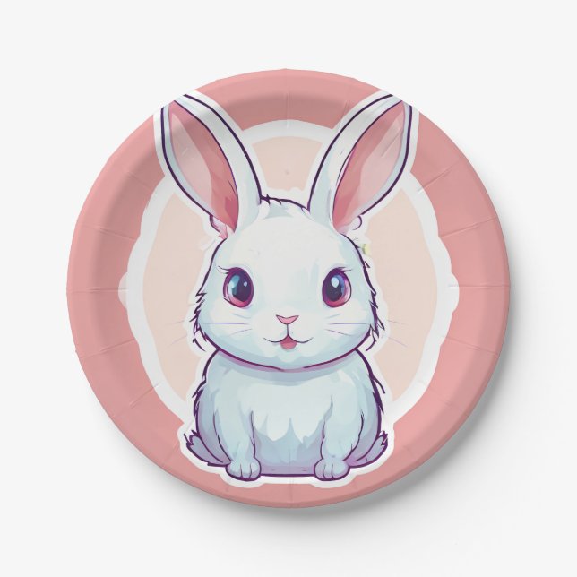 Assiettes En Carton mignon lapin photo jetable plaque (Devant)