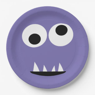 Assiettes En Carton Mignon pourpre de monstre d'enfants de visage de
