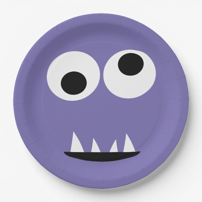 Assiettes En Carton Mignon pourpre de monstre d'enfants de visage de (Devant)