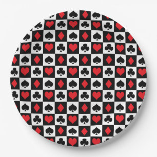 Assiettes En Carton Mignonne carte couleur motif casino partie