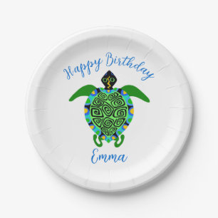 Assiettes En Carton Mignonne carte Sea TURTLE - Joyeux anniversaire - 