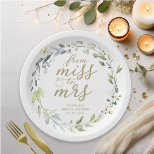 Assiettes En Carton Mignonne Demoiselle à Mme Verdure Eucalyptus Papie
