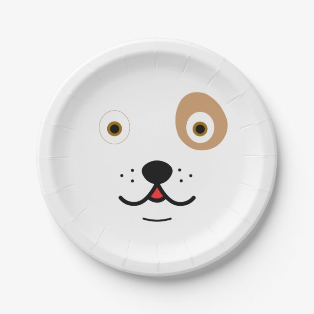 Assiettes En Carton Mignonne visage de chien (Devant)