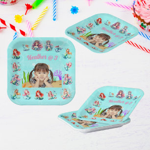Assiettes En Carton Mignonnes sirènes sous la mer Anniversaire de enfa