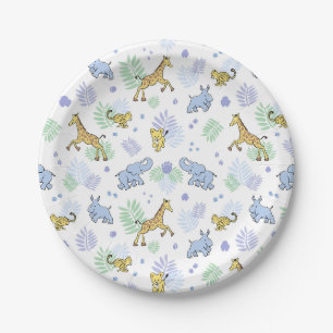Assiettes En Carton Mignons Animaux Sauvages de Safari Baby Shower Bla