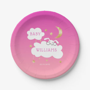 Assiettes En Carton Mignons Baby shower de Bunny Or rose