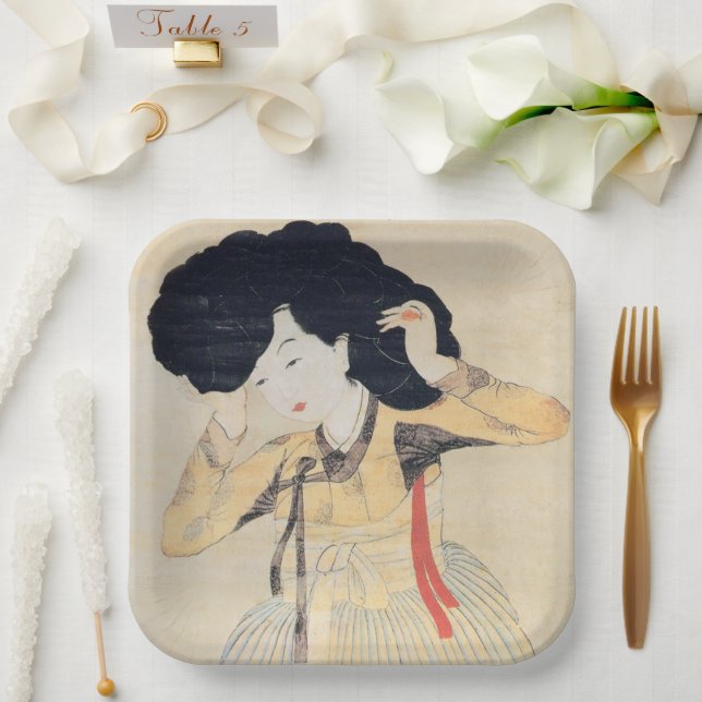 Assiettes En Carton Miindo (Portrait d'une beauté) 미 인 도'oeuvre d'art  (Mariage)