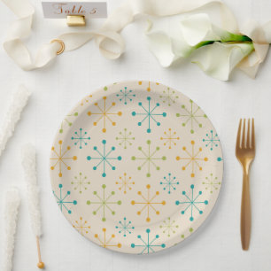 Assiettes En Carton Milieu du siècle Éclatement Stellaire Atomique Ora