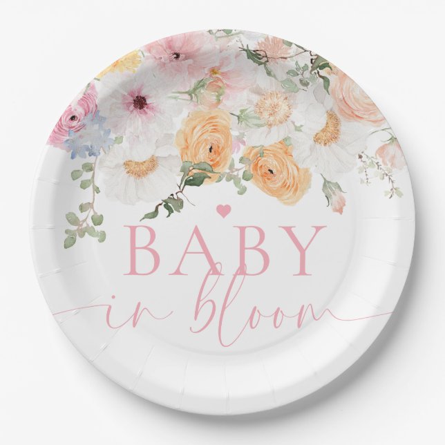 Assiettes En Carton Millie Floral Baby Dans Le Baby shower Bloom (Devant)