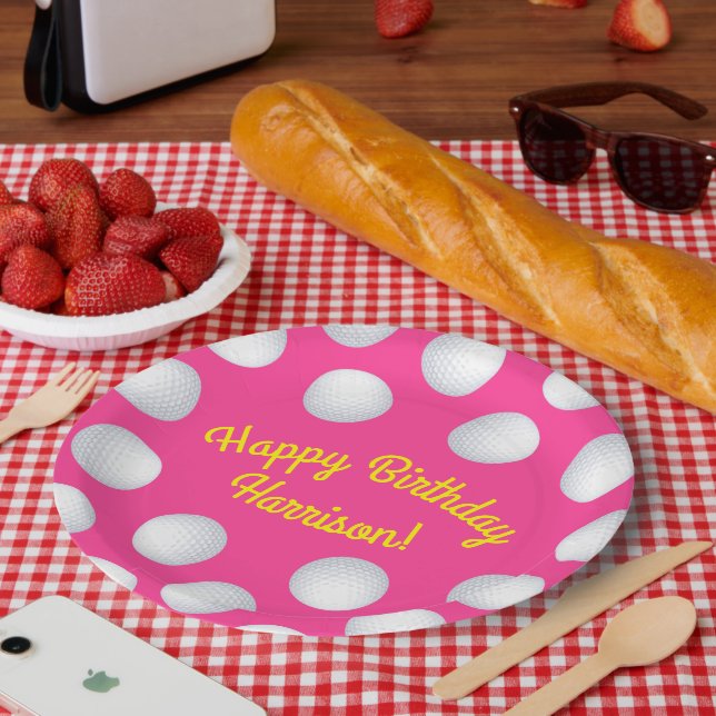 Assiettes En Carton Mini Golf Balls Anniversaire Fête Enfants Rose (Pique-nique)
