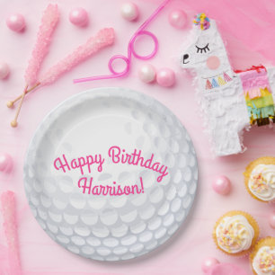 Assiettes En Carton Mini Golf Balls Anniversaire Fête Enfants Rose