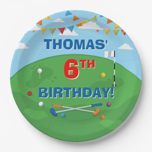 Assiettes En Carton Mini Golf Putt Anniversaire de enfant Party (Devant)