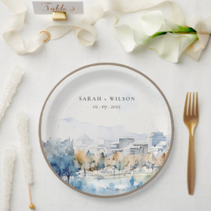 Assiettes En Carton Minimal San Jose, California Watercolor Mariage