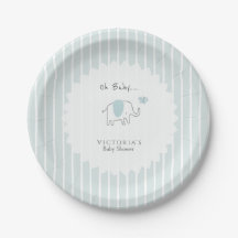 Minimaliste Bleu Poussiéreux Oh Bébé Éléphant Baby
