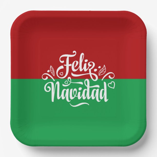 Assiettes En Carton Minimaliste Feliz Navidad Espagne Joyeux Noël (Recto)