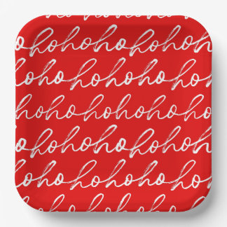 Assiettes En Carton Minimaliste Ho Ho Ho Texte Red Holiday Motif