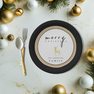 Assiettes En Carton Minimaliste Renne à l'aquarelle Joyeux Noël