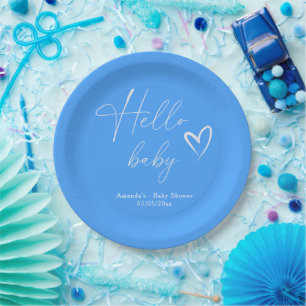 Assiettes En Carton Minimaliste Simple Bleu Bonjour Bébé