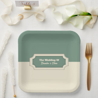 Assiettes En Carton Minimaliste Vert Sauge et Crème Formel