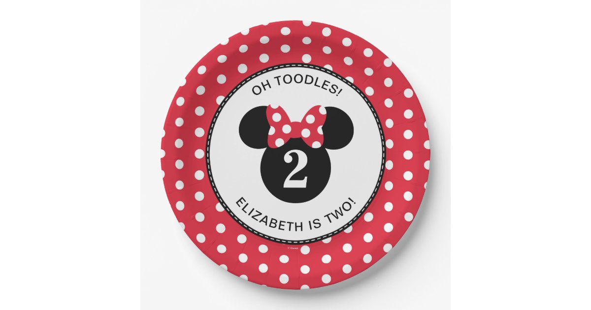 Assiettes En Carton Minnie Anniversaire De La Polka Rouge Et Blanche Zazzle Ca