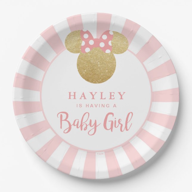 Assiettes En Carton Minnie | Baby shower de Parties scintillant en or  (Devant)