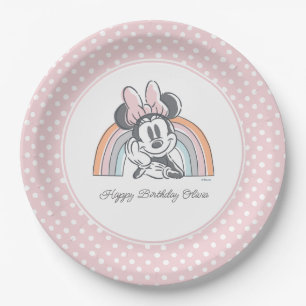Assiettes En Carton Minnie Mouse aquarelle Rainbow Anniversaire