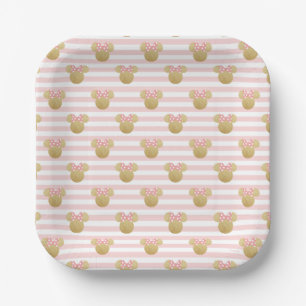 Assiettes En Carton Minnie Mouse   Fête des mariées or et rose