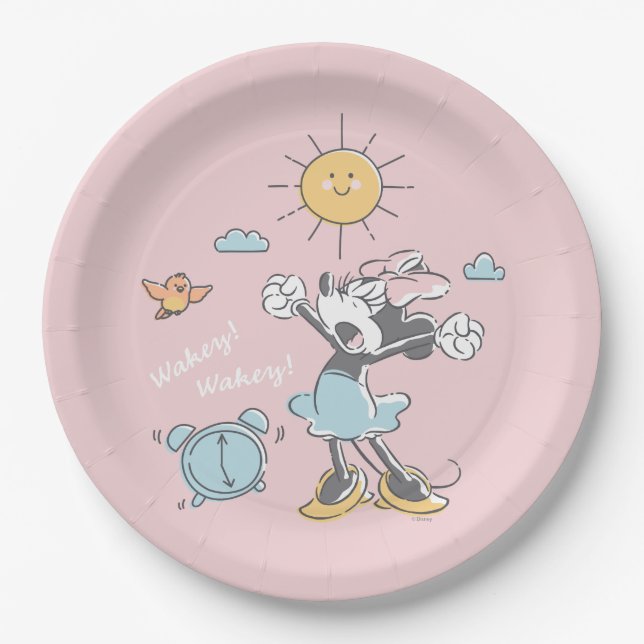 Assiettes En Carton Minnie Mouse | Réveil du matin (Devant)