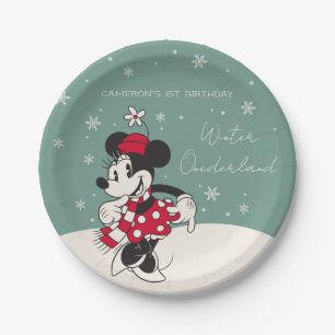 Assiettes En Carton Minnie Mouse Winter Onederland 1er anniversaire