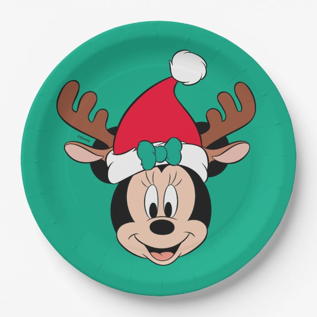 Assiettes En Carton Minnie | Reindeer Ears & Santa Hat (Devant)