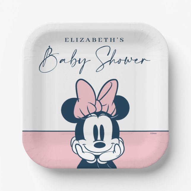Assiettes En Carton Minnie Souris rose et Baby shower bleu (Recto)