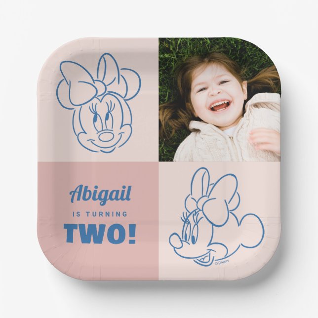 Assiettes En Carton Minnie Souris rose | Filles Anniversaire (Recto)
