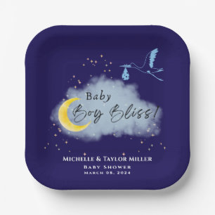 Assiettes En Carton Minuit Blue Starlit Baby Boy Bliss Stork
