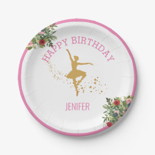 Assiettes En Carton Minuscule danseur   Ballet Floral rose Fête Annive