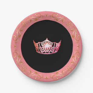 Assiettes En Carton Miss America Pink Coral Crown 7" Plaques en papier
